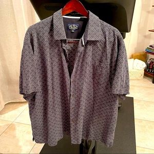 NAT NAST Silk Button-Down Shirt Casual Short Sleeve - Black/Cream - Mens XXL